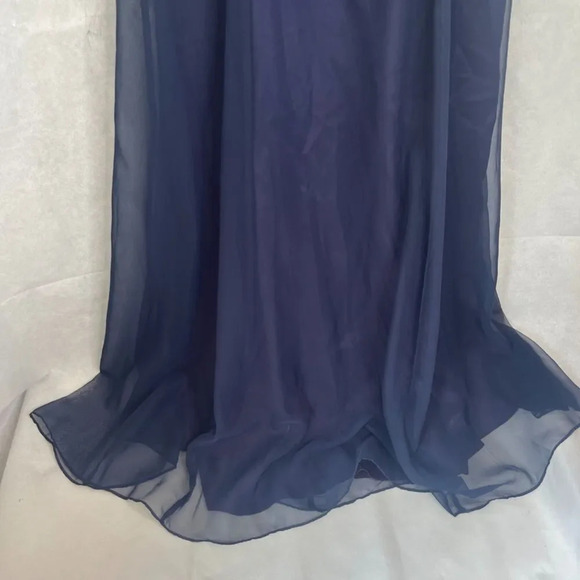 Blue Sleeveless Formal Dress Chiffon Overlay Pearl Embellished Straps Sz 5-6 - Picture 5 of 9
